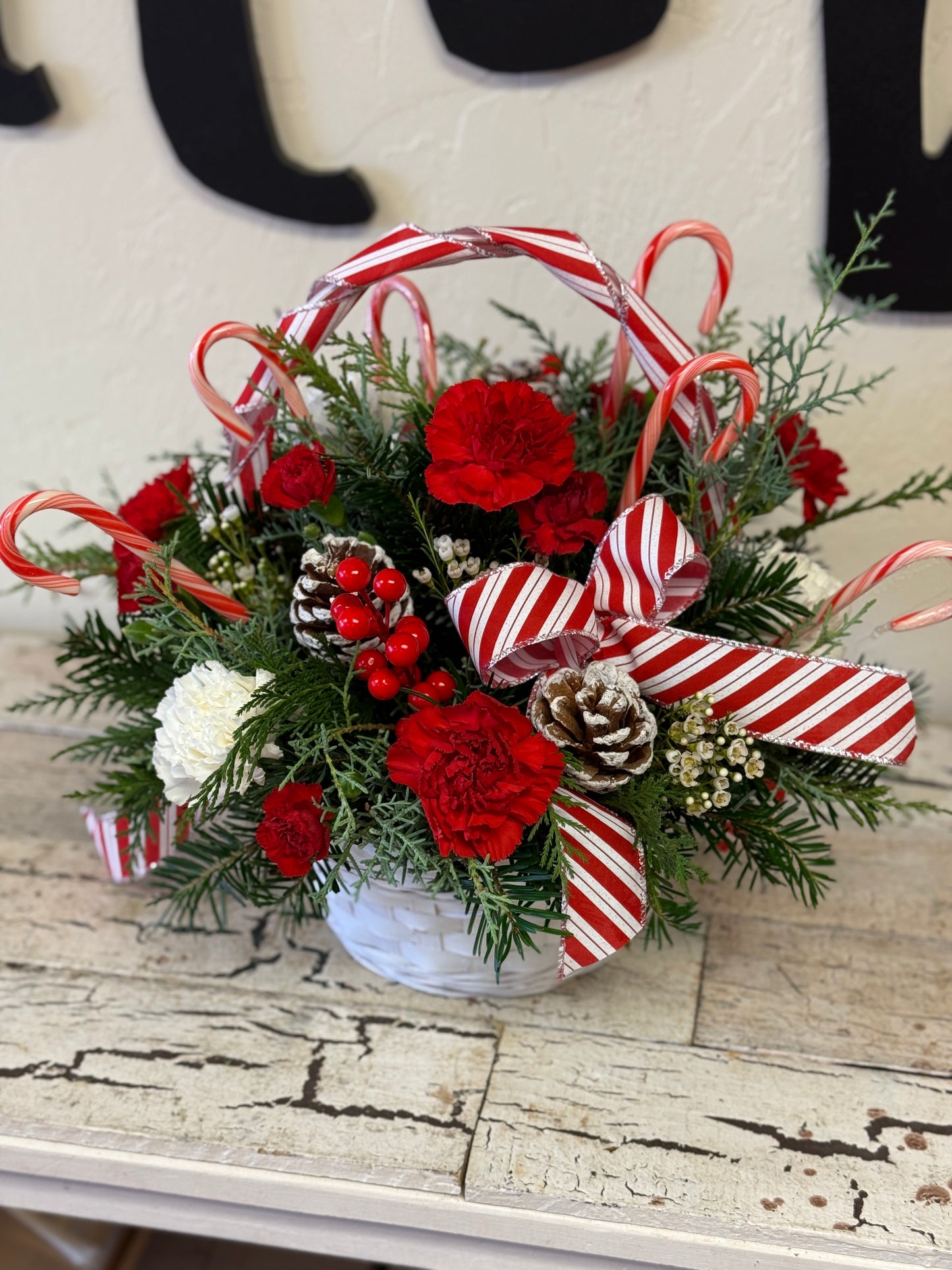 Candy Cane Christmas Basket